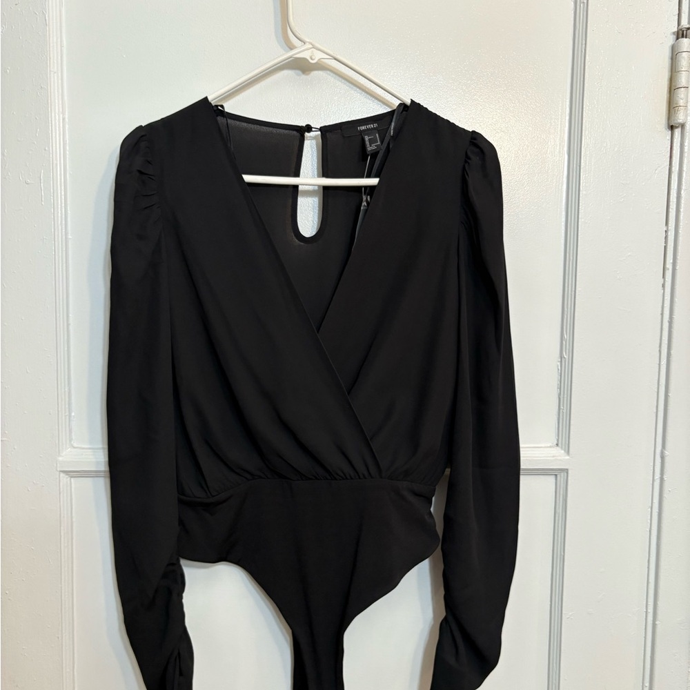 Forever 21 Black V-Neck Bodysuit